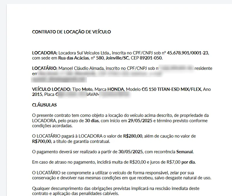 Contrato de locação preenchido automaticamente no LocaGestor